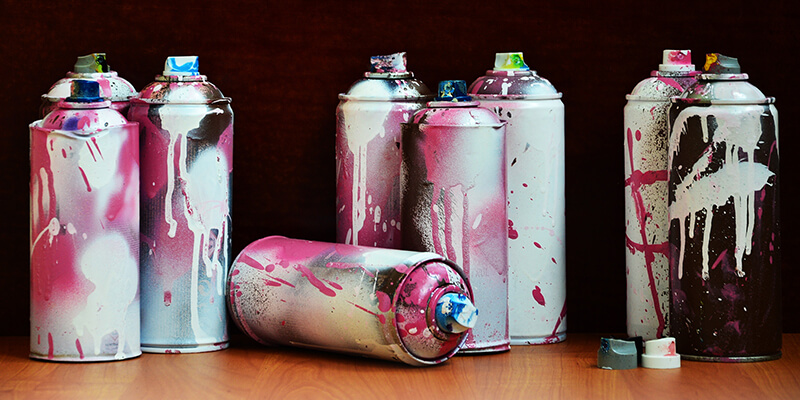 Set of spray paint cans