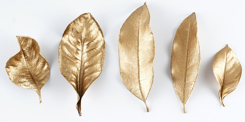 gold painted leaves