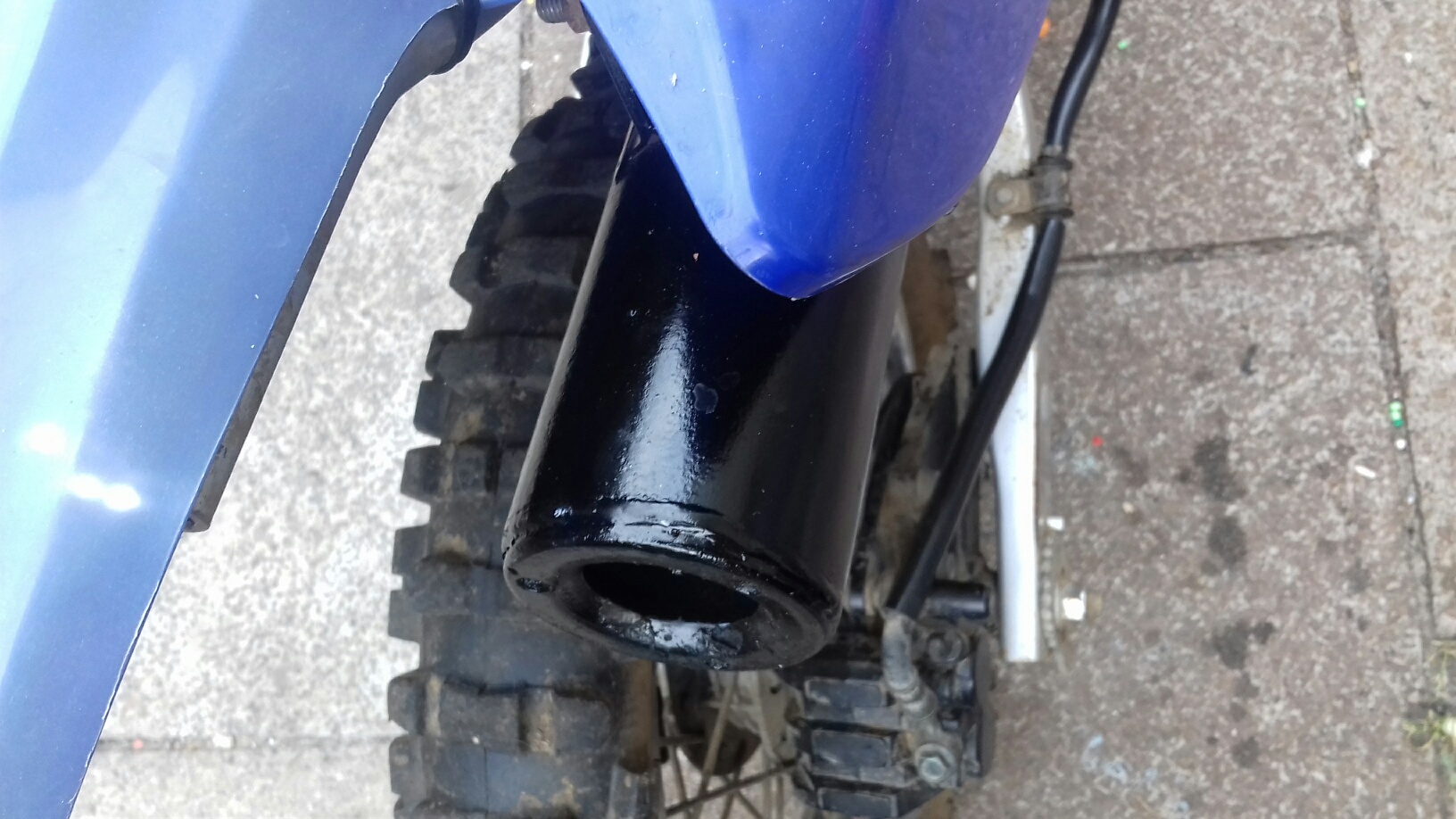 close up of pipe on bike