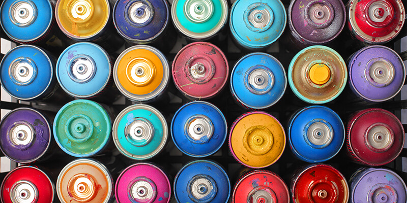 colourful spray paints