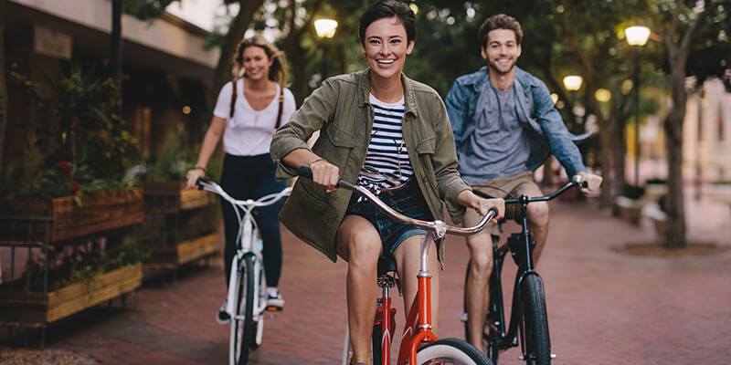 friends on bikes