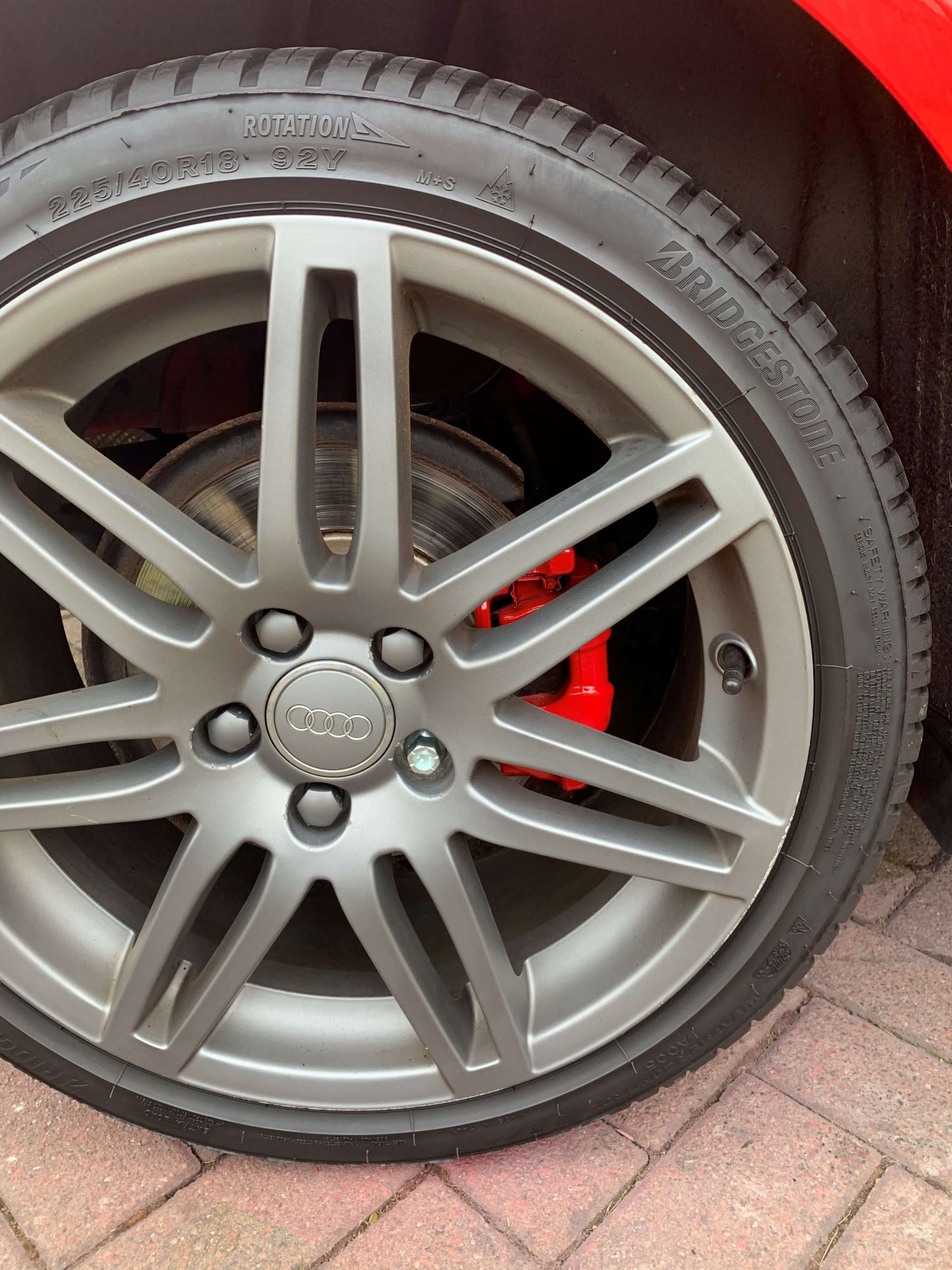 Red Caliper On Vehcile