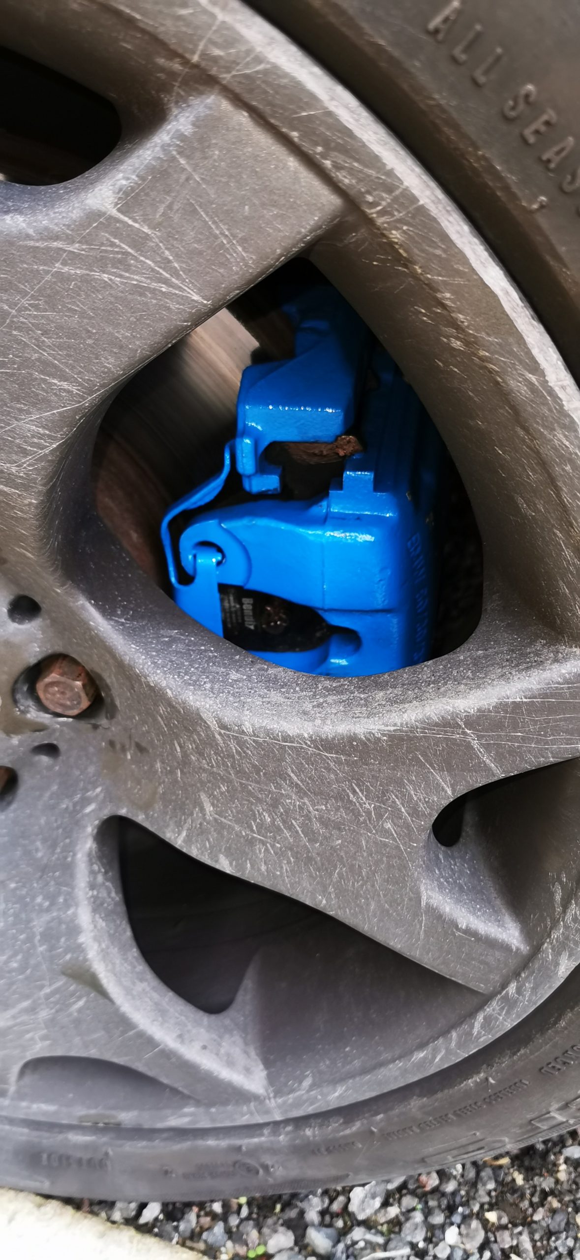 completed blue calipers
