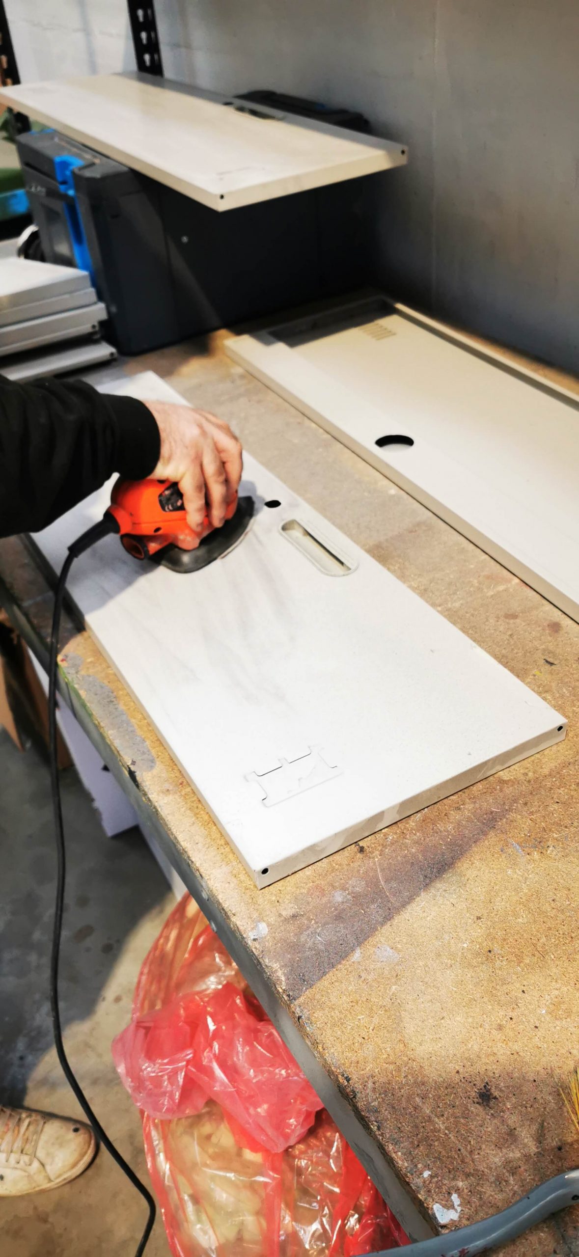 process of sanding locker