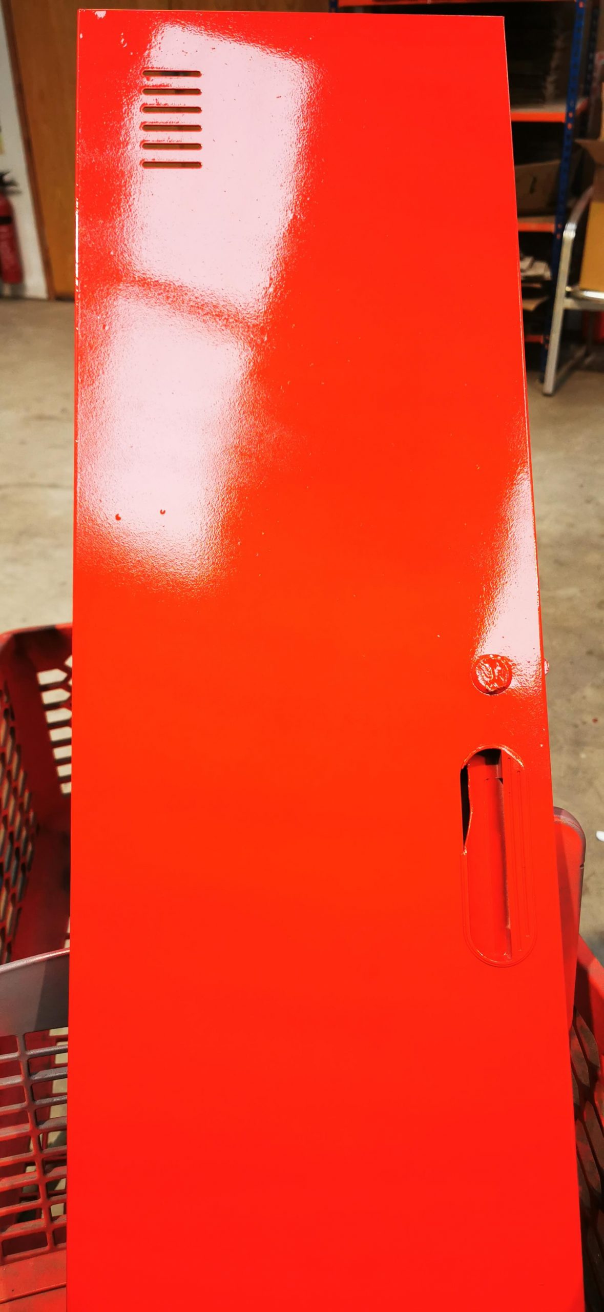 red sprayed locker