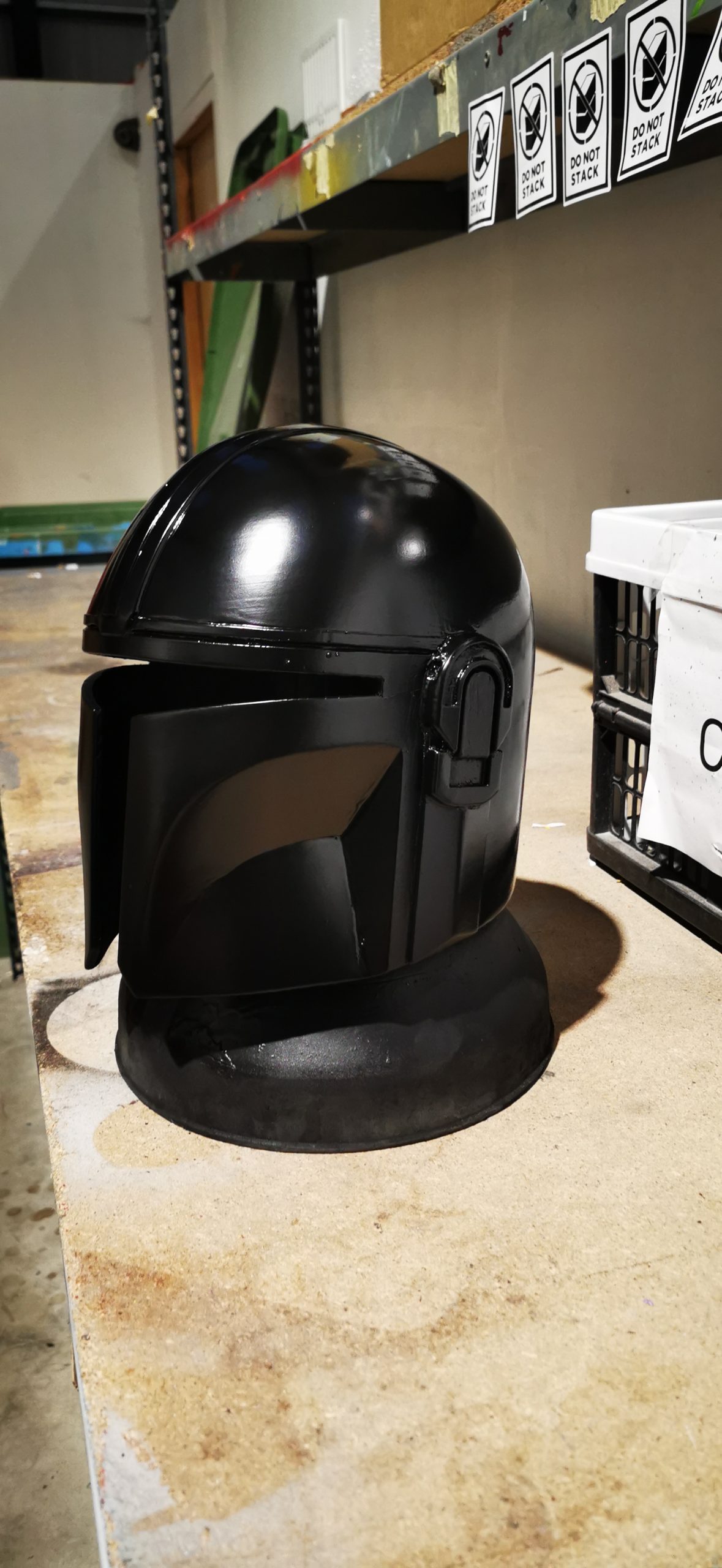 finished black helmet