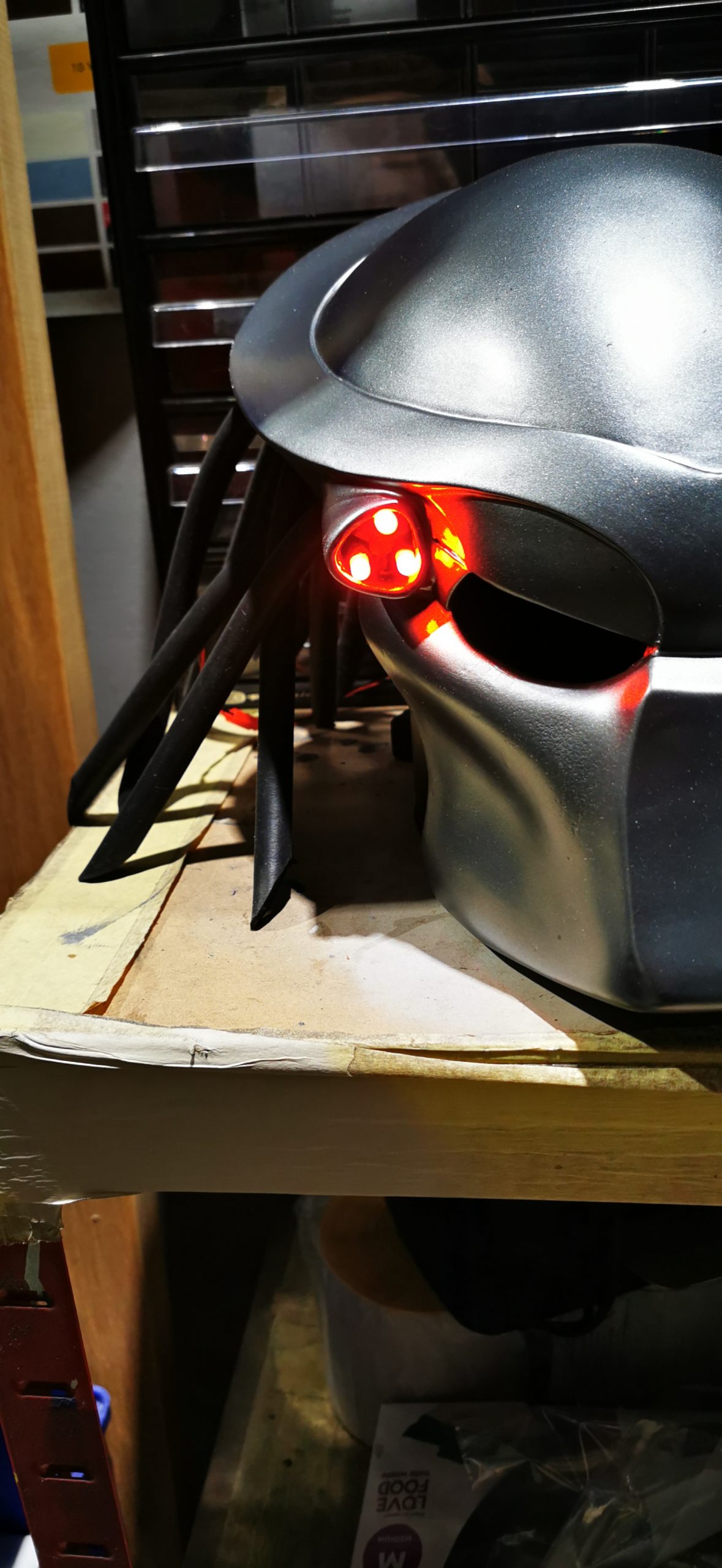 led light on mask