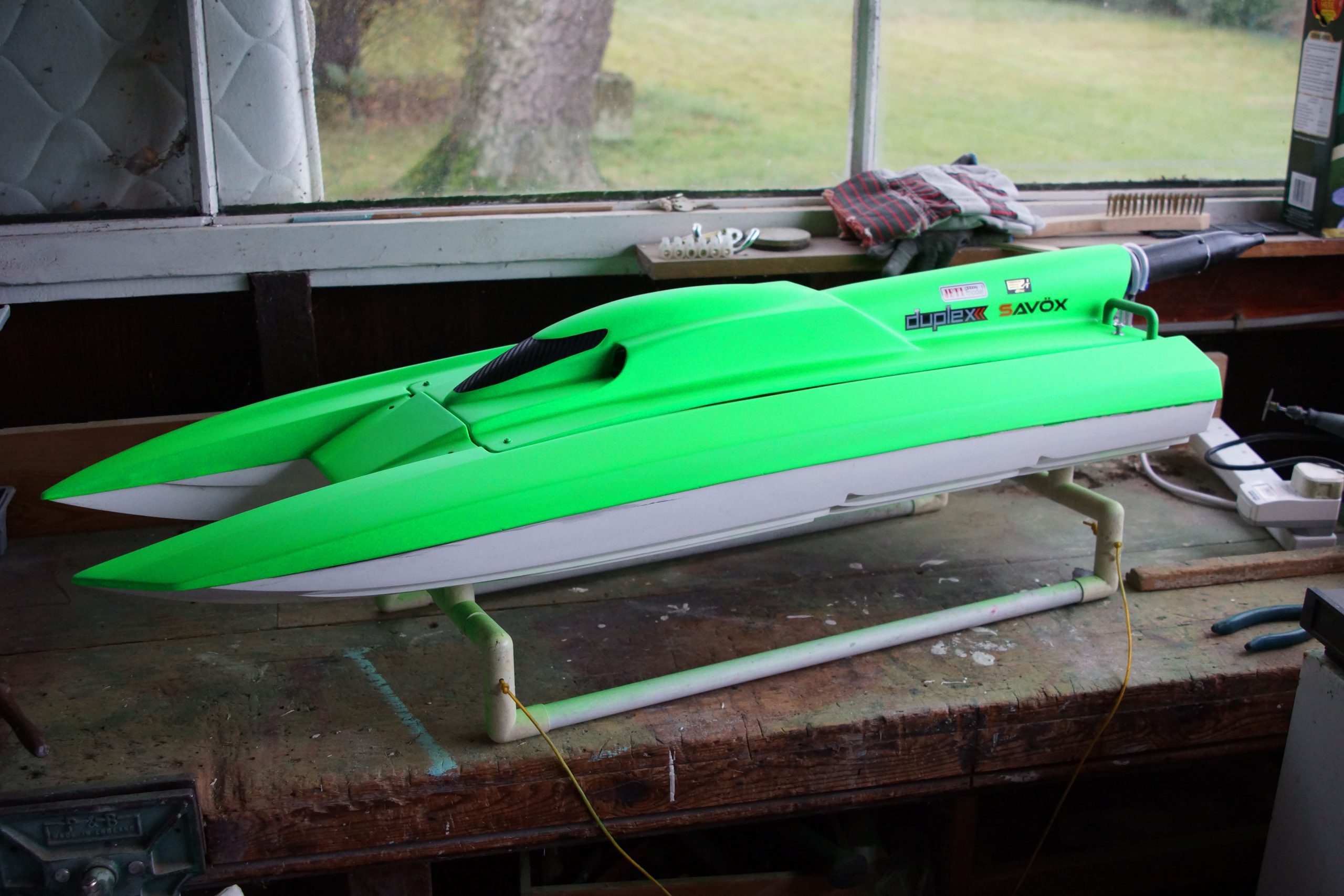 green model boat completed