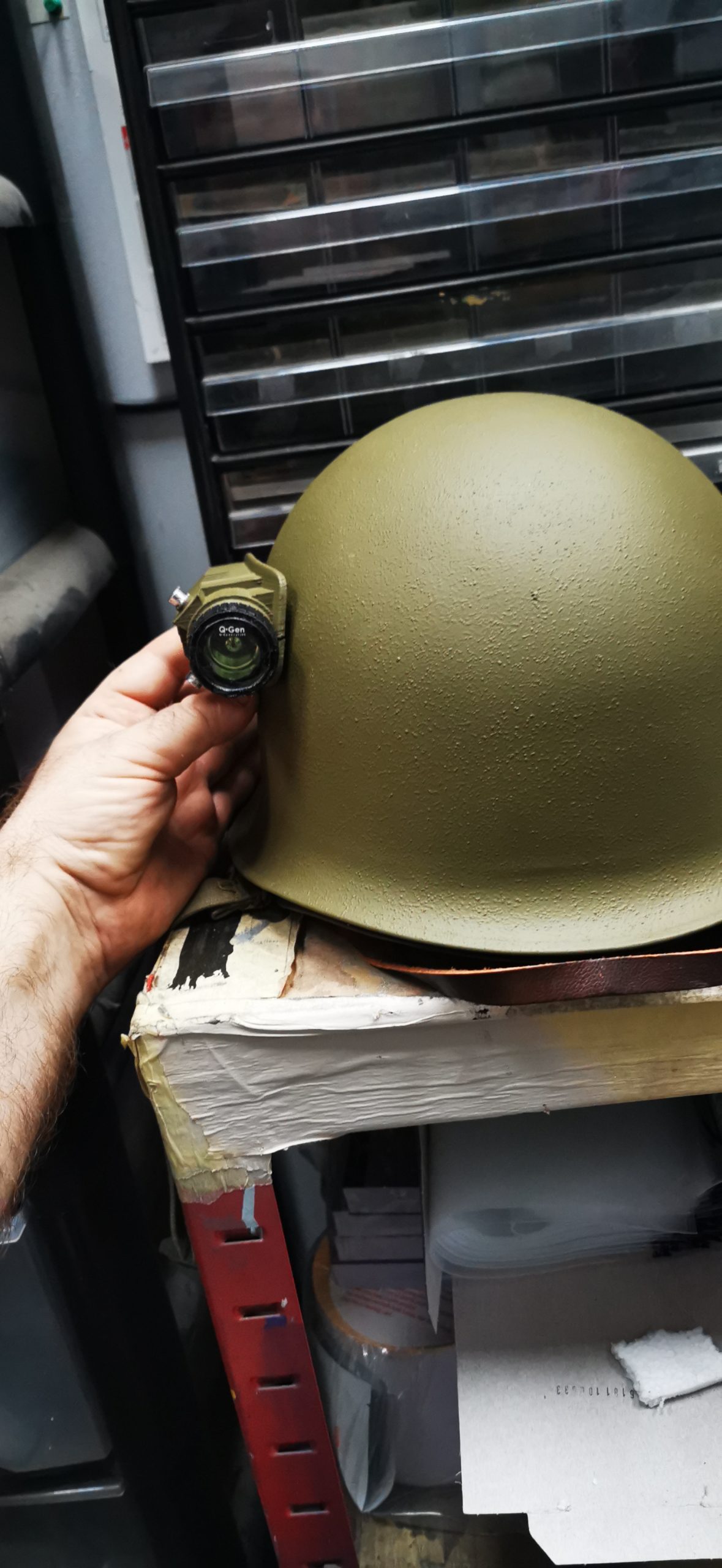 helmet and camera after painting