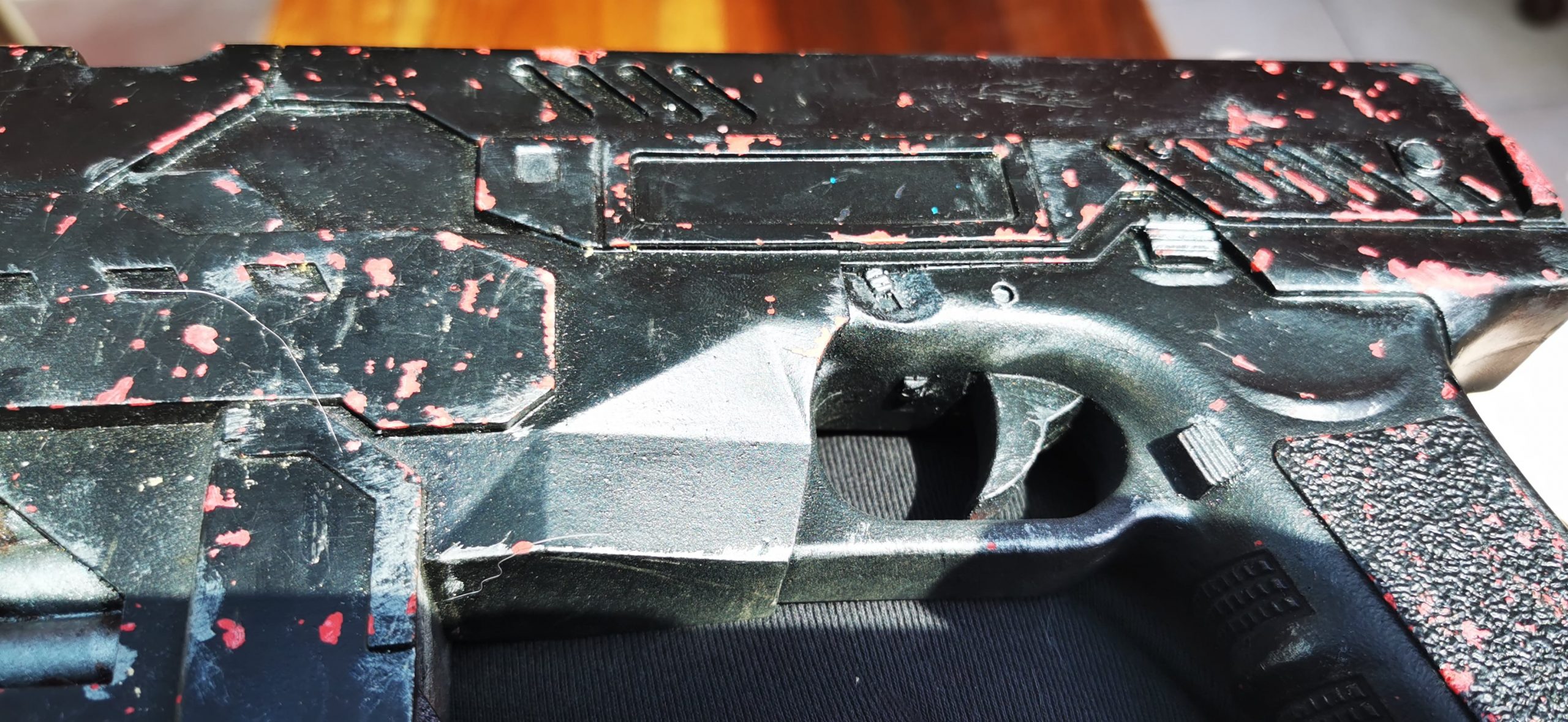 close up of gun before