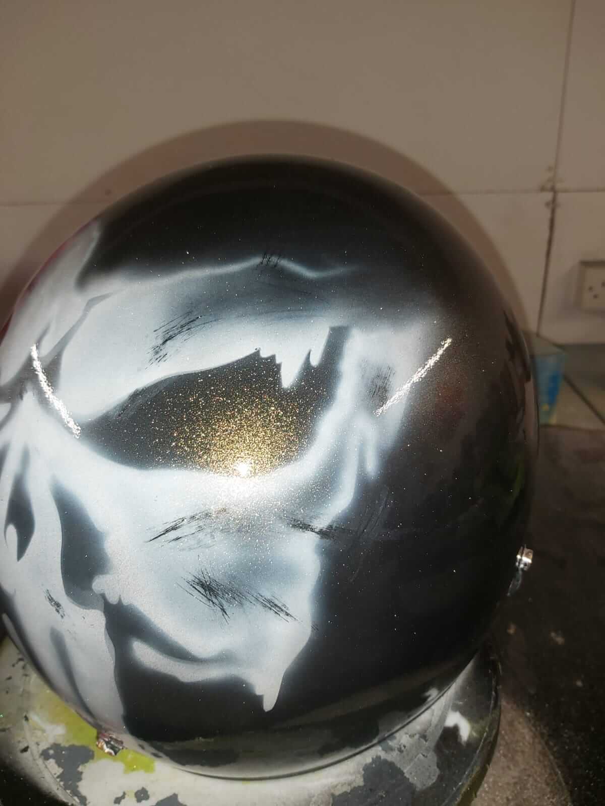close up of skull helmet