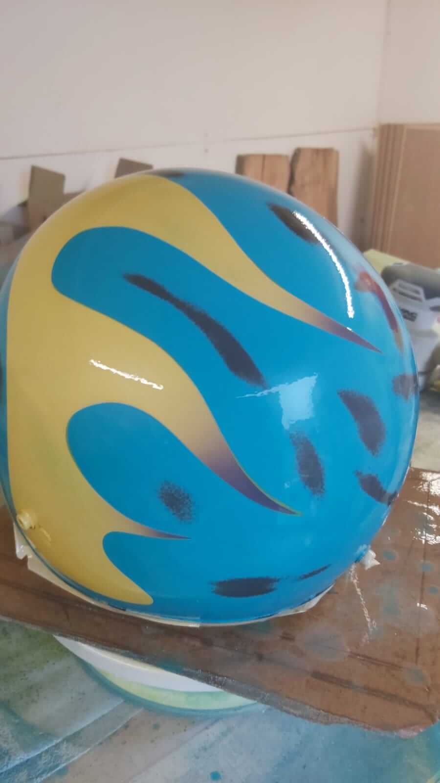 finished blue helmet