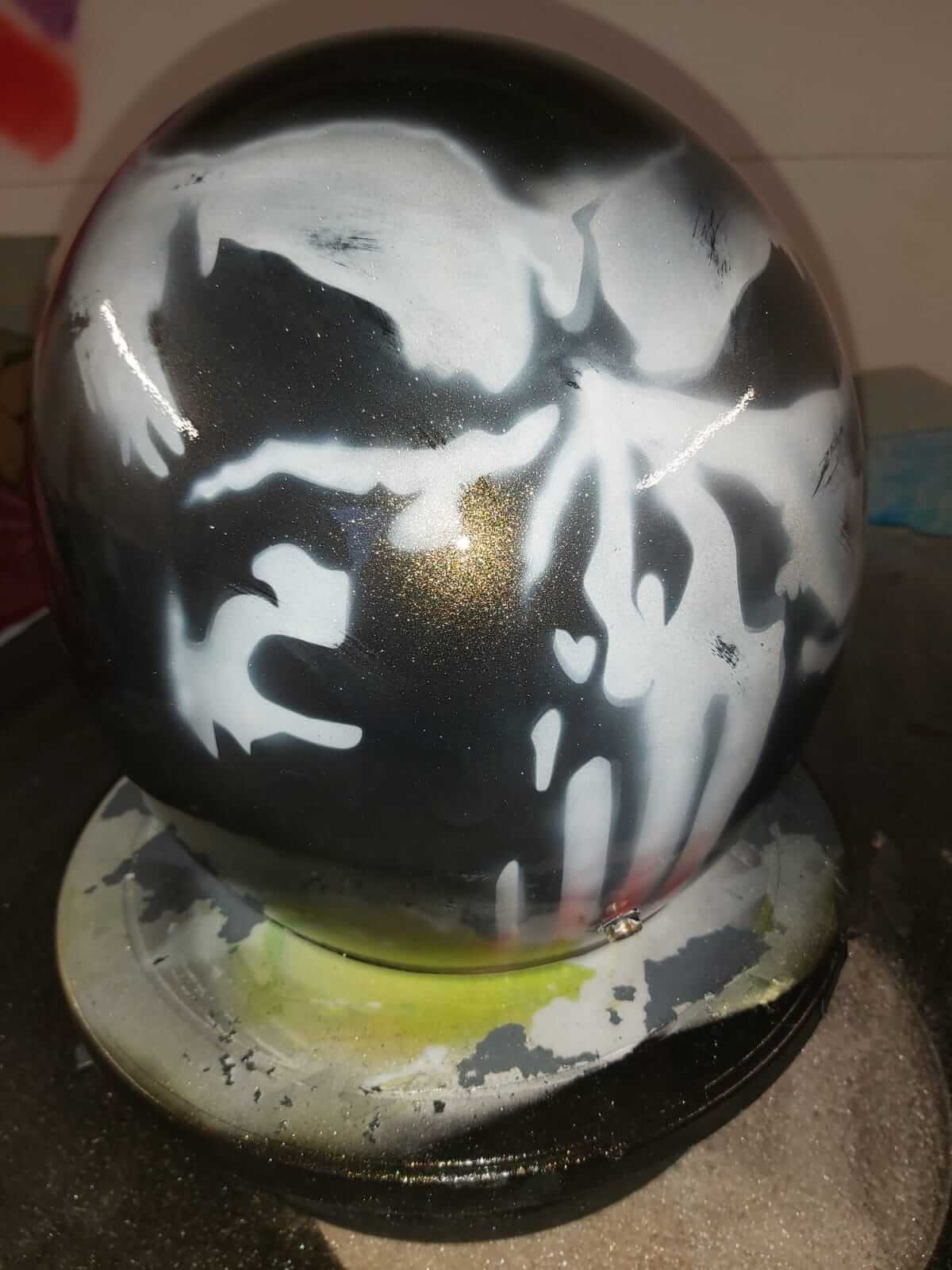 skull helmet with glitter finish