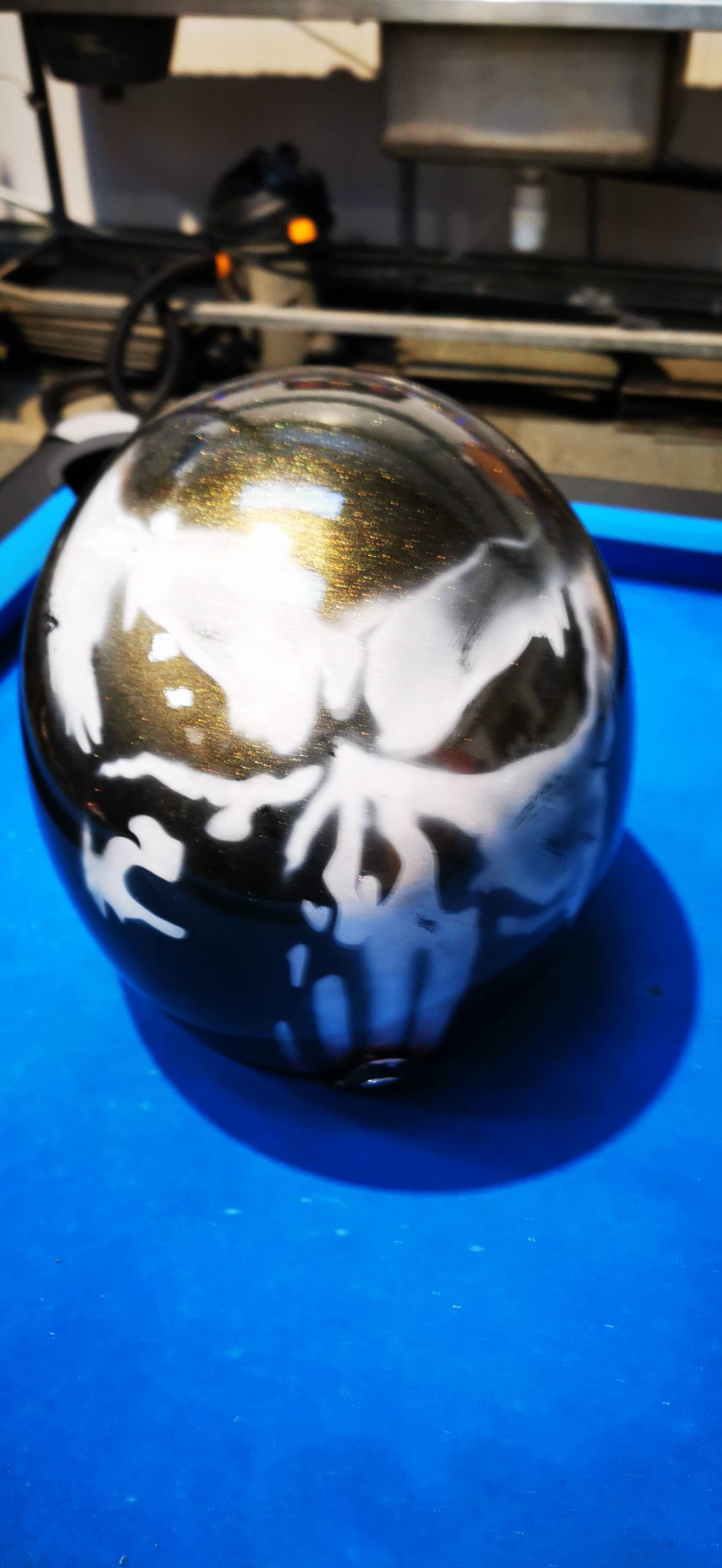 skull on helmet