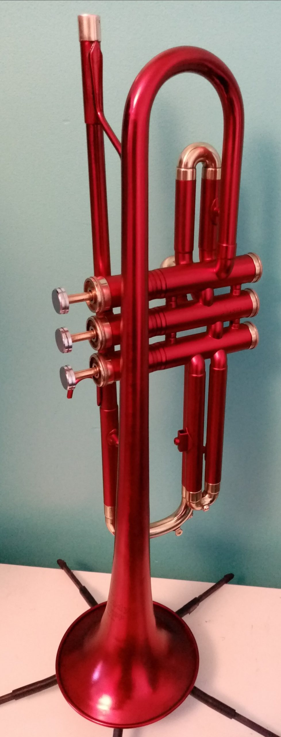 red lacquer trumpet during
