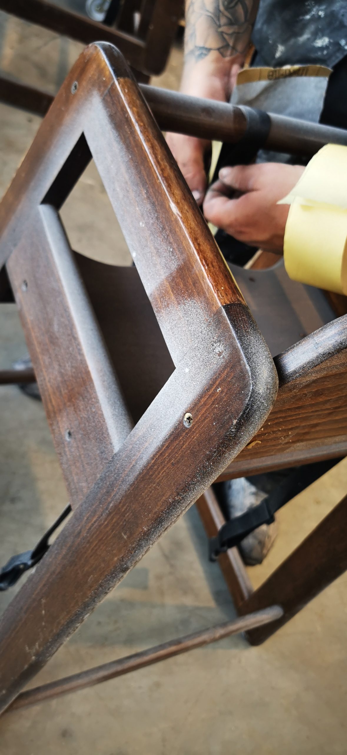masking off areas on chair