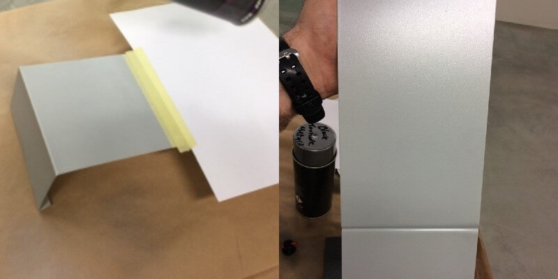 before and after of light grey object 