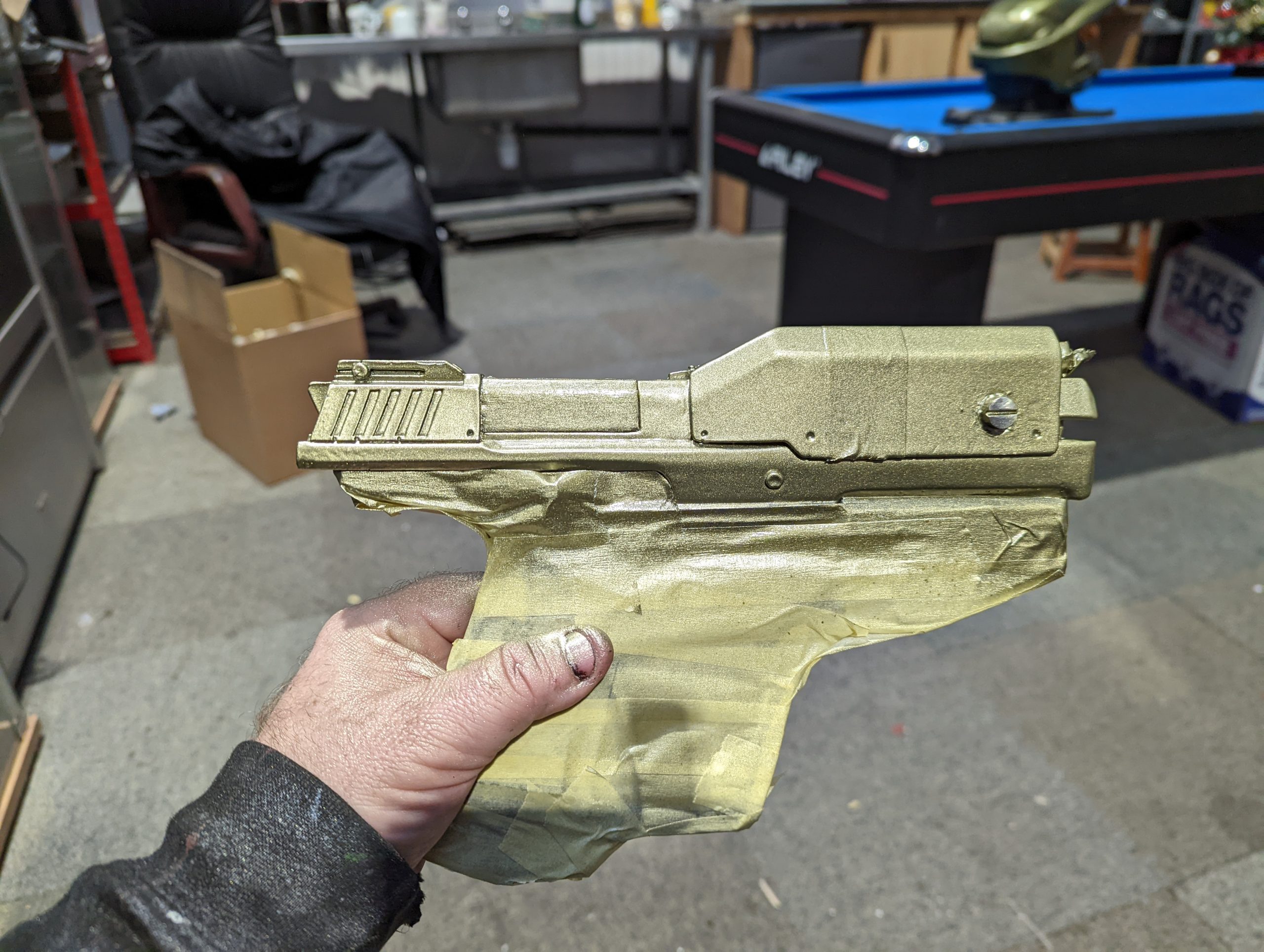 green metallic paint on prop gun