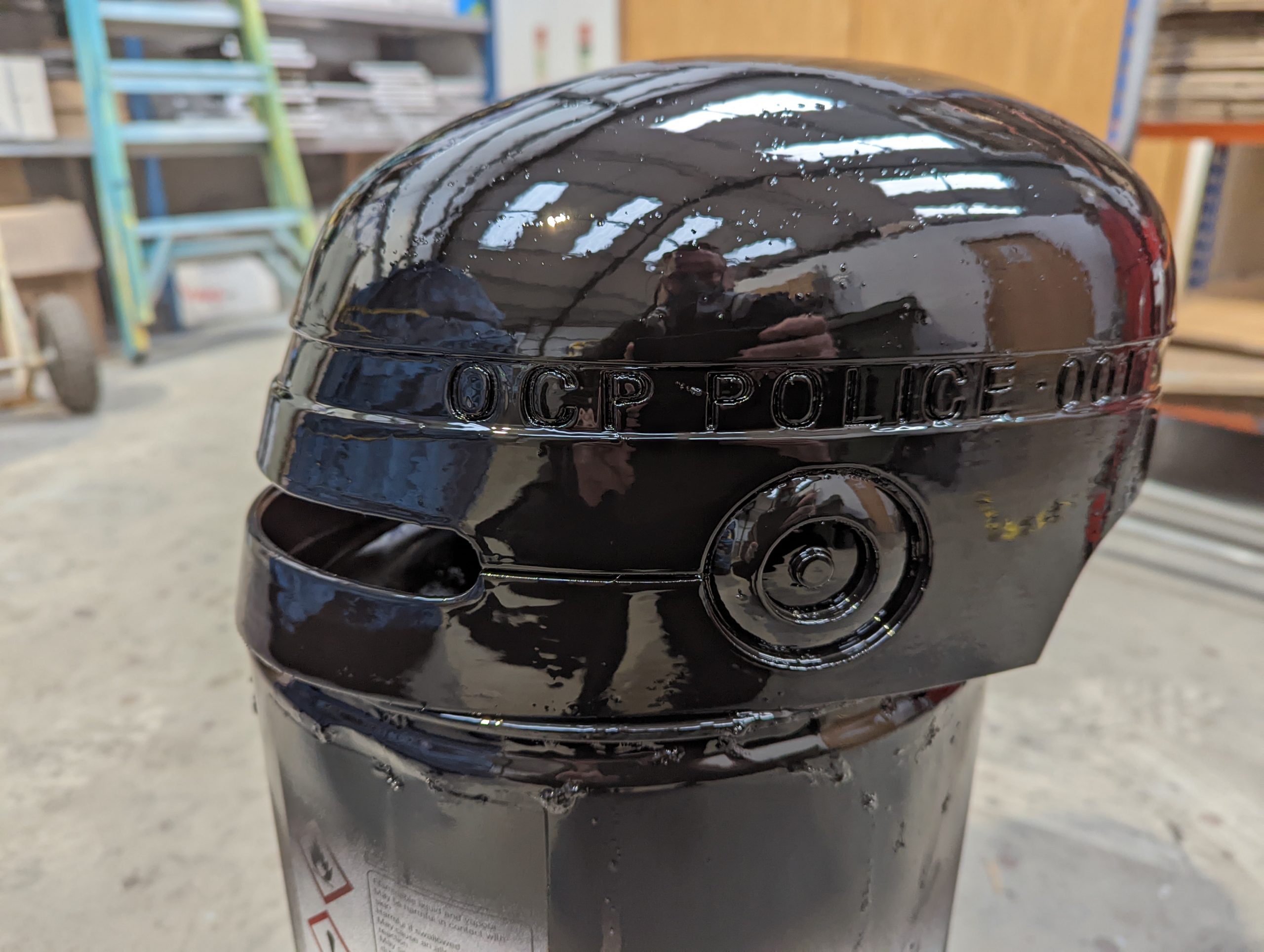 black glossy paint on helmet