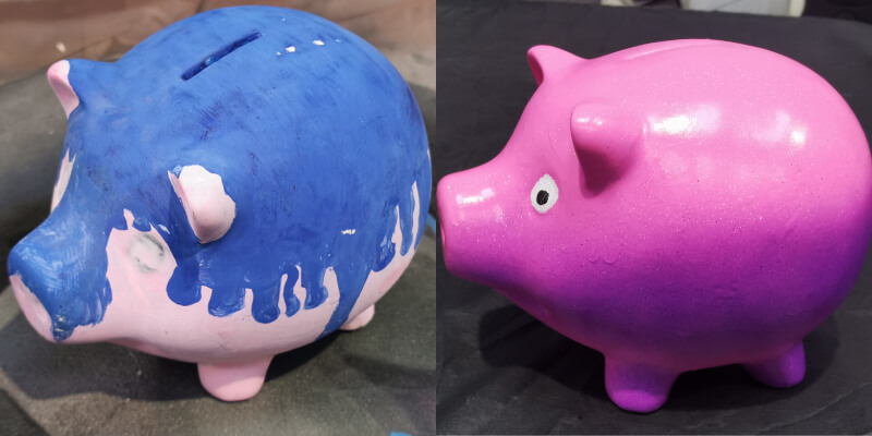 before and after of piggy bank