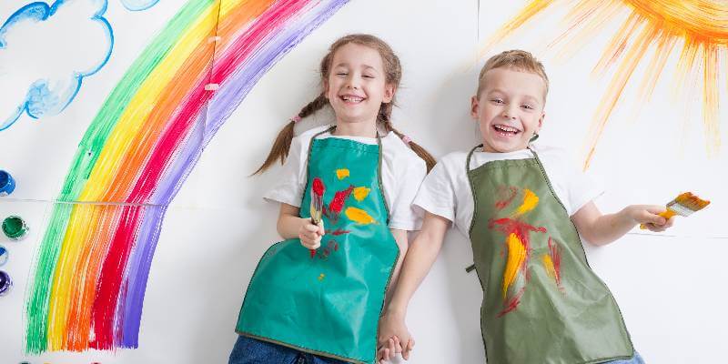 children painting a rainbow 1