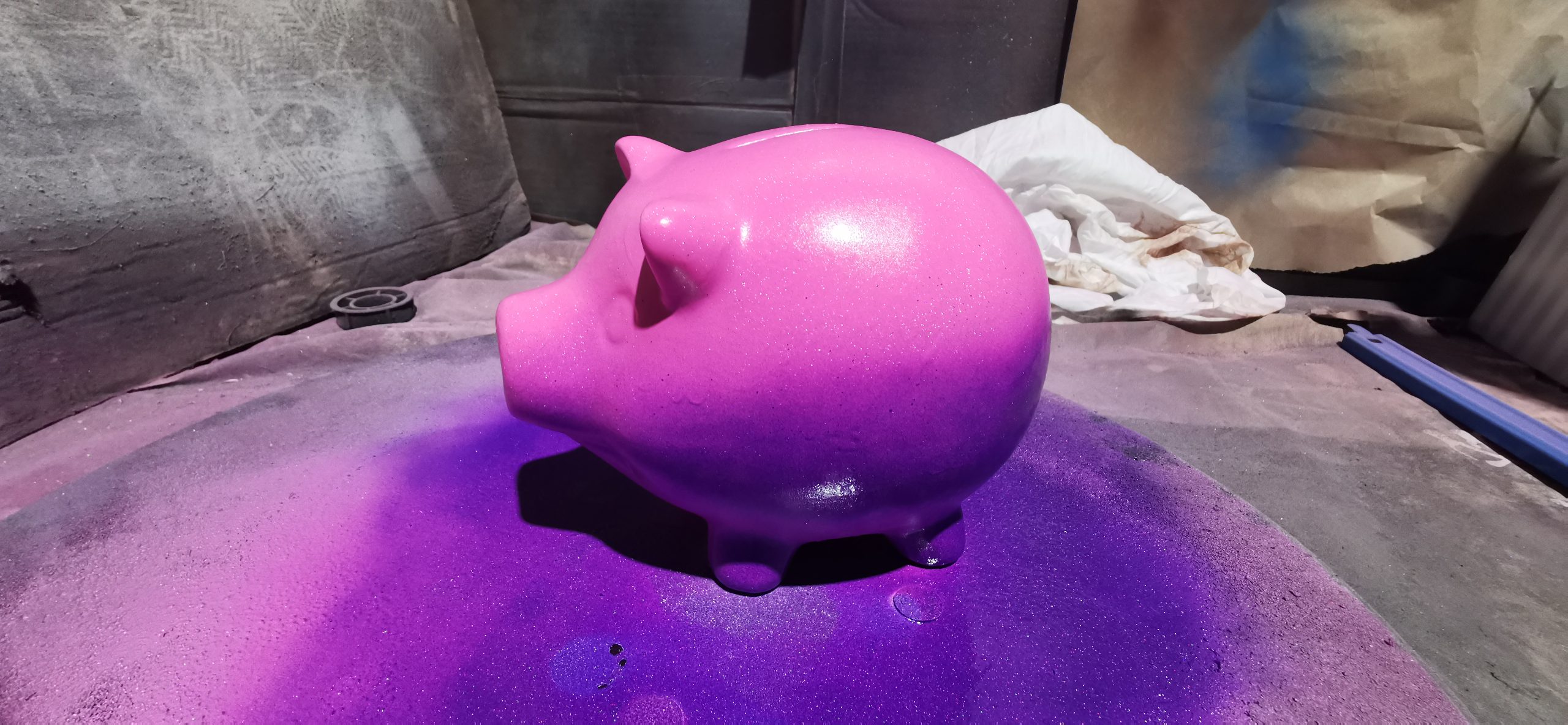 painting pig purple