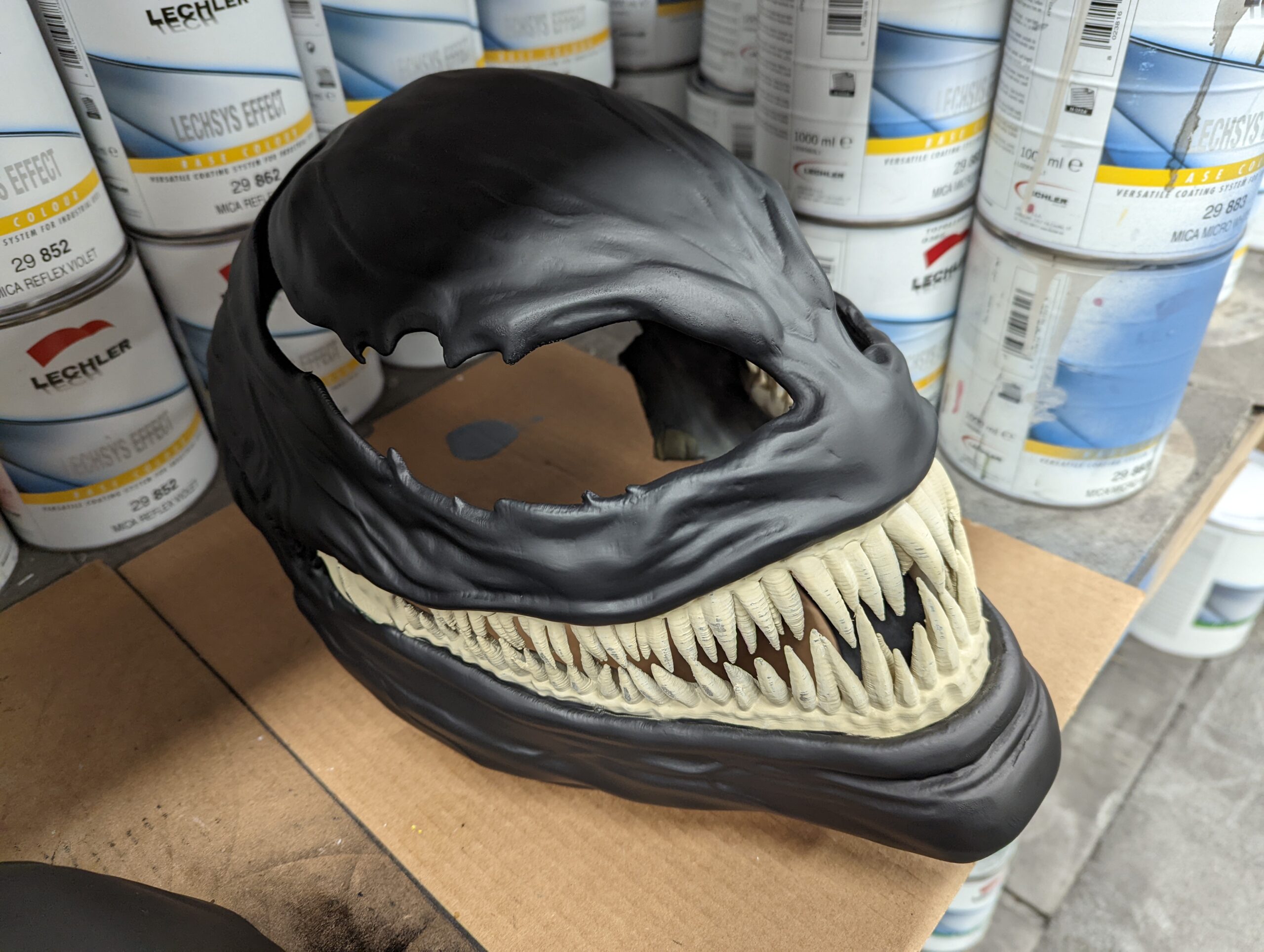 mask with face and teeth painted