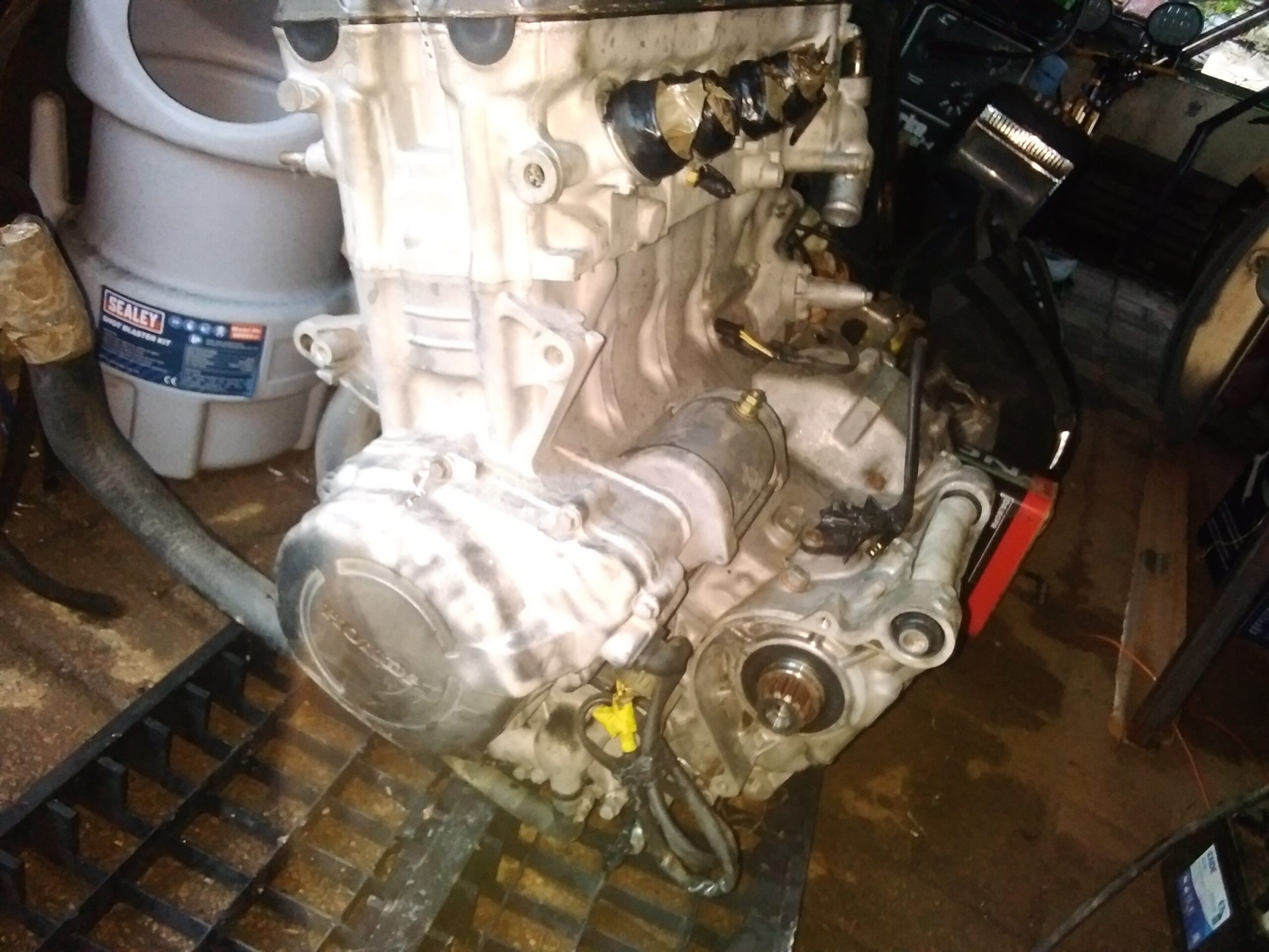 close up of engine before painting