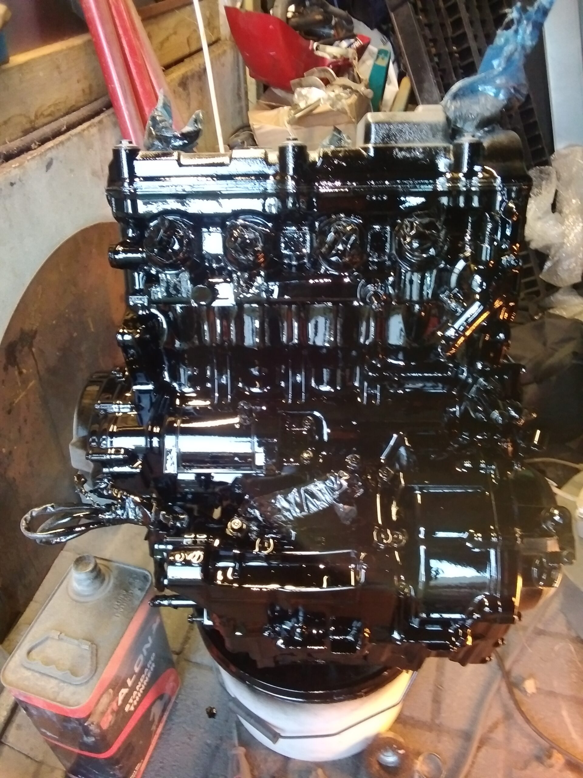 close up of painted engine
